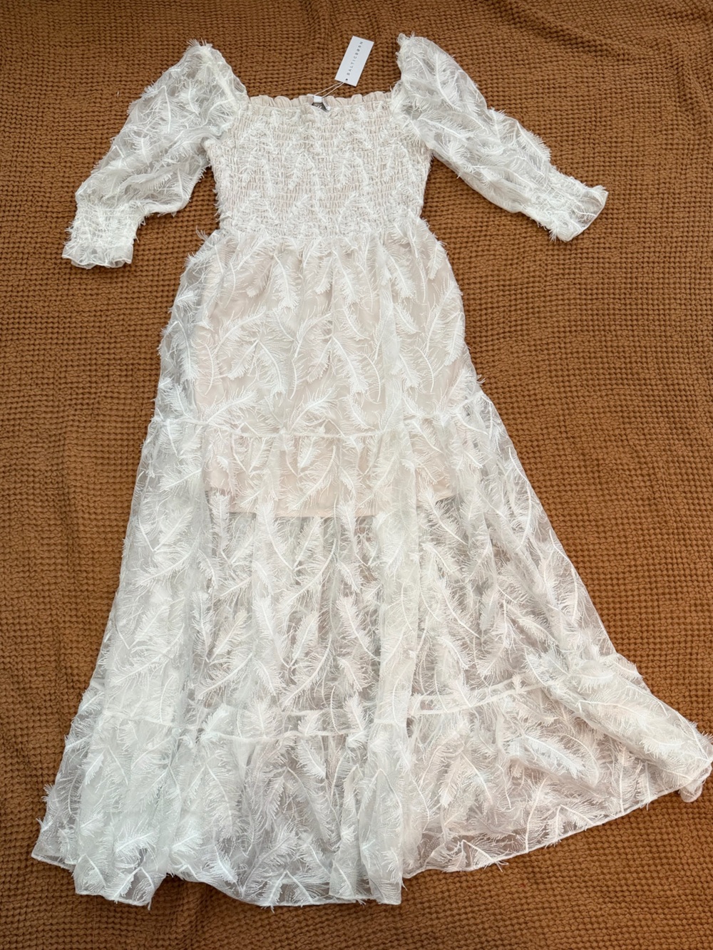 Baltic Born Ivory Off-Shoulder Smocked Tiered Maxi Dress - Picture 4 of 10